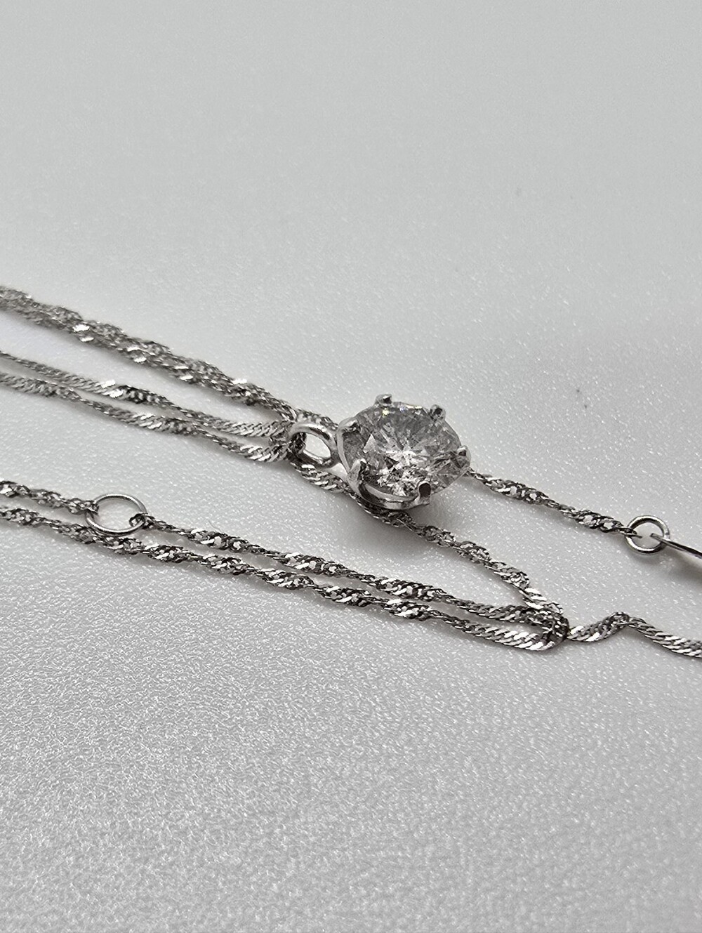 0.4ct Natural Diamond Set In Platinum, Platinum Chain
